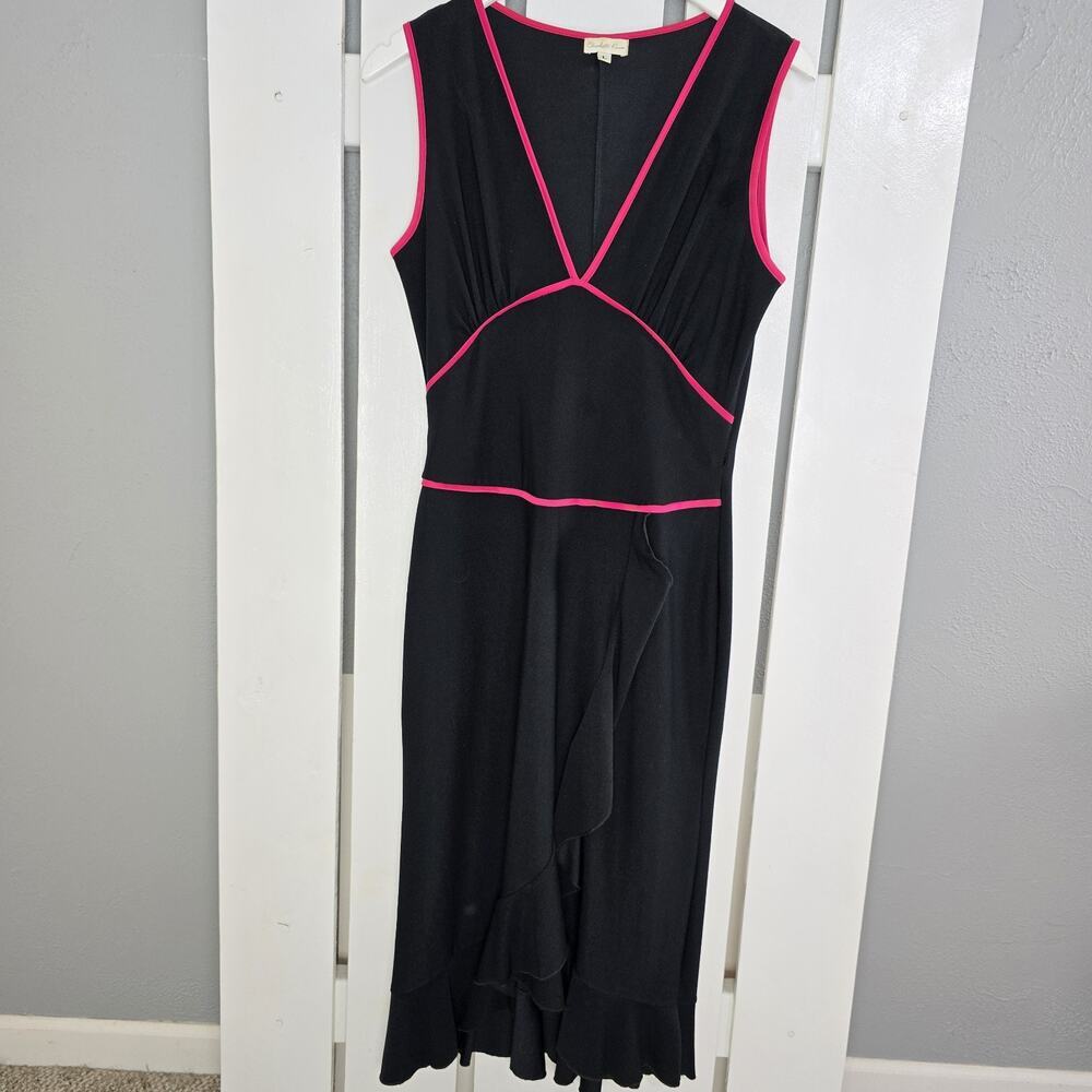 Charlotte Russe Babydoll‎ Y2K Dress Large Ruffle Hot Pink Trim Black